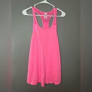 PINK Victoria's Secret Bright Pink Lace Tank